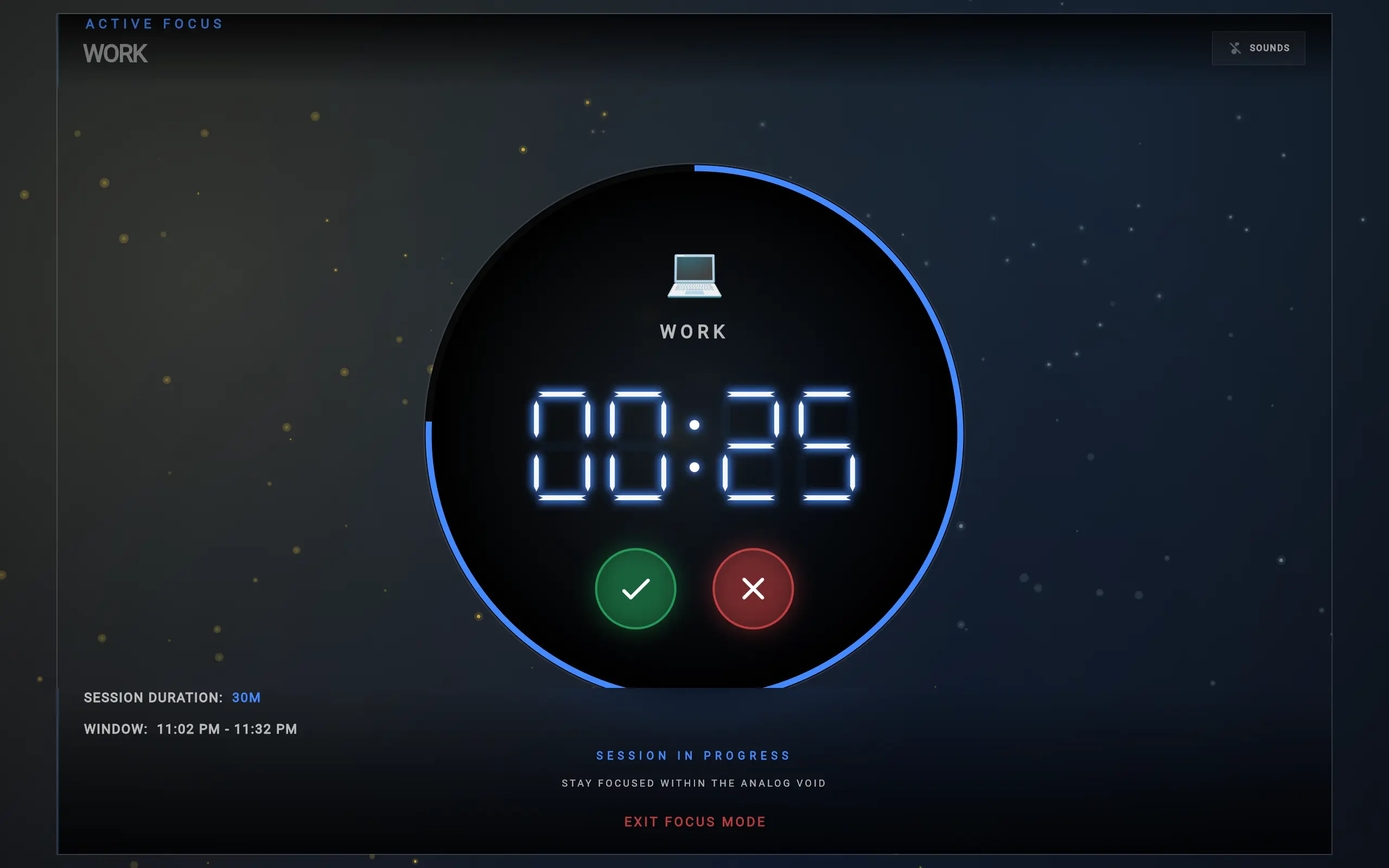 Cyclic Habits Focus Mode UI